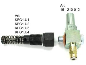 SKF Pressure relief valve 161-210-022 - Tube diameter: 8 mm - Opening pressure: 300 bar - With lubricating nipple and quick connector