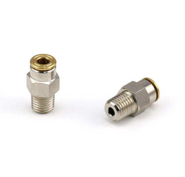 Quick connector straight - 1/4 - 28 UNF to Ø 4 mm - Push-in - Brass