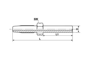 100-081-VA - Hose studs straight - Ø 10x30 mm (L) - Stainless steel V4A 1.4401 - without notch