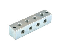 100-214 - Greasing block - 4 connections - M10x1 thread - 106 mm - T-drilling - Steel