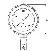 100-255 - Pressure gauge - 1/4" male - max. 400 bar - Ø 63 mm - Stainless Steel - with Glycerin
