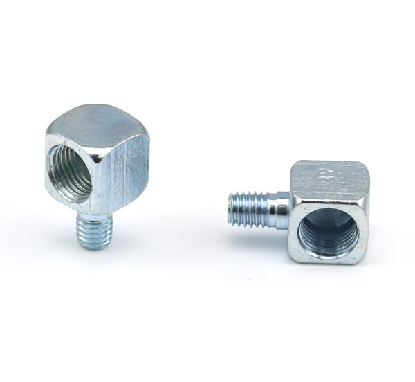 100-711 - Elbow connector 90° - M6 x 1 female - M6 x 1 keg, male - 23 mm - Steel, galvanized