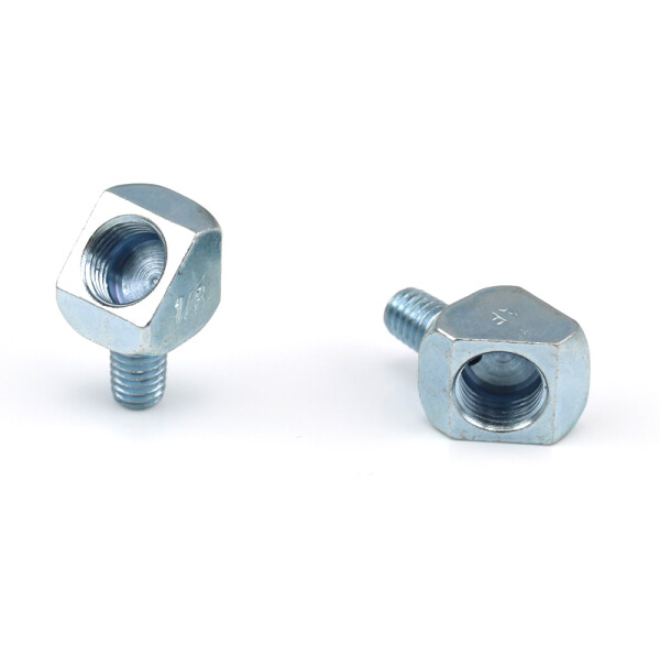 100-822 - Elbow connector 45° - M8 x 1 female - M8 x 1 keg, male - 23 mm - Steel, galvanized