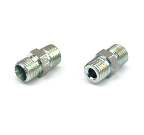 104-031 - Straight connectors - M8x1 (D) - M6x1 keg (G) - for tube Ø 4 mm - Steel, galvanized