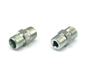 Straight connectors - M8x1 (D) - M10x1 keg (G) - for tube Ø 4 mm - Steel, galvanized