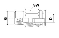 104-051 - Straight screw coupling - M6x1 keg - Ø 4 mm - push-in - Brass
