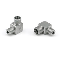 Elbow connectors 90° - M10x1 (D) - M6 x 1 keg (G) - for tube Ø 6 mm - Stainless steel V4A 1.4401