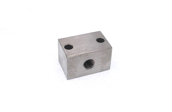 5029-002 - Greasing block - 1 connection - 1/8" BSP - T-drilling - Steel - 2 Mounting holes