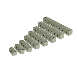 5029-002 - Greasing block - 1 connection - 1/8" BSP - T-drilling - Steel - 2 Mounting holes
