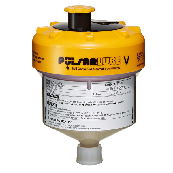 10 x Lubricator Pulsarlube V - 125 ml - filled with NLGI 1 High performance grease MoS2 - Powerful under vibration and shock loads, resistant at extreme applications