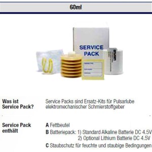 10x 60 ml Service Pack for Pulsarlube M, Mi, MS, EX/EXPL and BT prefilled with NLGI 2 Food grease H1 - NSF H1-compliant, Synthetic, Especially for food/pharmaceutical industry, Good pumpability