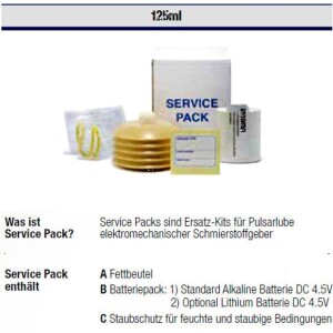10x 125 ml Service Pack for Pulsarlube M, Mi, MS, EX/EXPL and BT prefilled with NLGI 1 High performance grease MoS2 - Powerful under vibration and shock loads, resistant at extreme applications