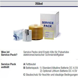 250 ml Service Pack for Pulsarlube M, Mi, MS, EX/EXPL and BT prefilled with NLGI 2 High speed grease - Oxidation and aging stable, Good wear protection, High speed characteristics
