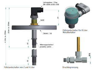 Delimon ALM11A01CD02 - Pump Autolub-M - 230/400V - max. 250 bar - 7 L Reservoir - 1 x 0,2 ccm Pump element - Drive position in front - Filling valve with coupling plug