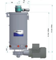 Delimon ALM12A01AC07 - Pump Autolub-M - 230/400V - max. 250 bar - 8 L Reservoir - 2 x 0,2 ccm Pump element - Drive position right-sided - Pressure limiting 160 bar