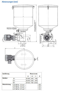 Bijur Delimon BMB01A02OA03 - Dual-line Pump BMB - 1 outlet - 230/400V - 8 liter - Level switch and Manometer