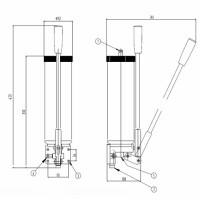 Bijur Delimon L100P - Manual grease Pump L100P - 1/8" BSPP - max. 140 bar - 1ccm/stroke - 1 liter reservoir