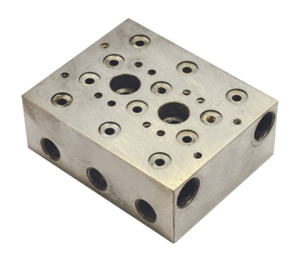 Bijur Delimon Adapter plate MA1-16 - max. 350 bar - 16 outlets - 1/8" BSP - Steel galvanized