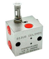 Bijur Delimon ZVBE1A053320 - Dual-line distributor ZV-BE - 1 outlet - Stainless steel 1.4305 - dosage 0,5ccm - Adjustment device with motion indicator