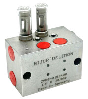 Bijur Delimon ZVBE3A053400 - Dual-line distributor ZV-BE - 3 outlets - Stainless steel 1.4305 - dosage 0,5ccm - Adjustment device with motion indicator