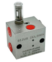 Bijur Delimon ZVB02A053300 - Dual-line distributor ZV-B - 2 outlets - Steel - dosage 0,5ccm - Adjustment device with motion indicator