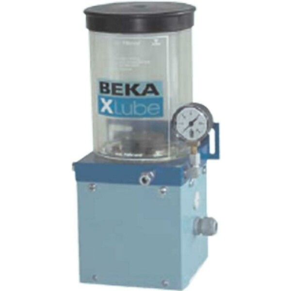 27121111122XX - BEKA MAX Xlube - Gear Pump - single line Pump - Oil - 230V AC - Pressure connection right M10x1 - 1,2 Liter Plastic reservoir
