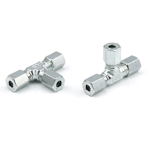 476-008-001 - Vogel / SKF T-connector with EO2-union nut - for tube Ø 8 mm (d) - Steel galvanized