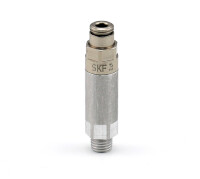 341-4VS-40000-00 - Vogel / SKF MonoFlex Pre-lubrication distributor 341 - for Oil - Outlet: 1 - 0,10 cm³ - for pipe-Ø: 4 mm - Aluminium - Elastomer: NBR - Sealing: CU-Ring - 80 bar - Push-in connector