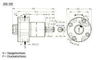 206-100 - Vogel / SKF Rotary piston Pump 206-100 - 1 x 1,3 l/min - 5 bar - Drive direction: Any - With Shaft stump