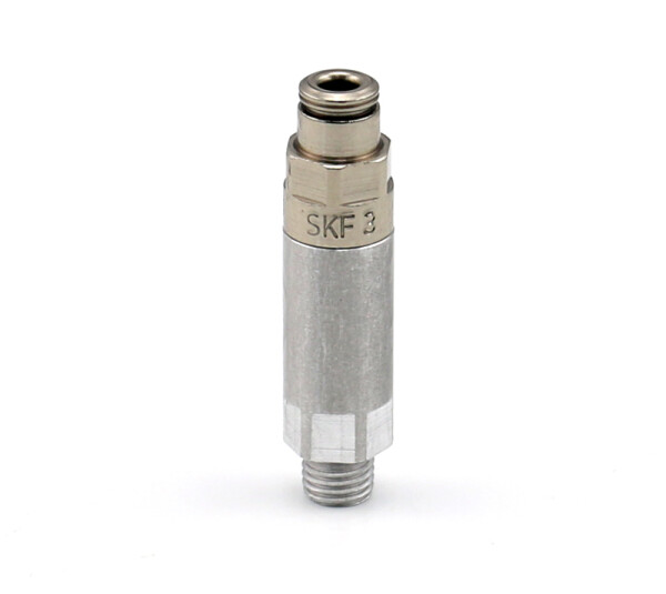 341-5VS-20000-00-V - Vogel / SKF MonoFlex Piston distributor 341 - For fluid grease - Outlet: 1 - For pipe-Ø: 4 mm - Aluminium - Elastomer: NBR - Sealing: CU-Ring - 45 bar - Push-in connector