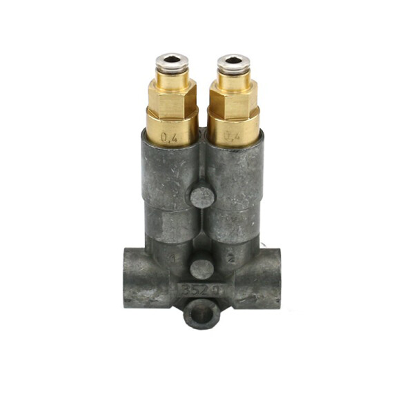 352-1VS-44000-ZZ-V - Vogel / SKF MonoFlex Pre-lubrication distributor 352 - For fluid grease - Outlets: 2 - Fitting: Without (left and right) - Elastomer: NBR - 45 bar - Push-in connector